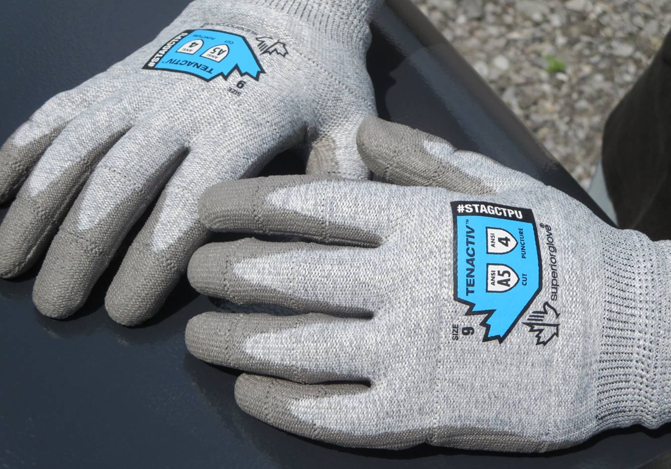 STAGCTPU -  Superior Glove® TenActiv™ PU Coated A5 Cut-Resistant Work Gloves with Tear-Away Fingertips